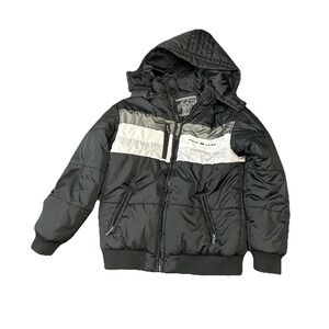 Rare Vintage Phat Farm Puffy Warm Jacket W Hood Men's Large Black White Coat